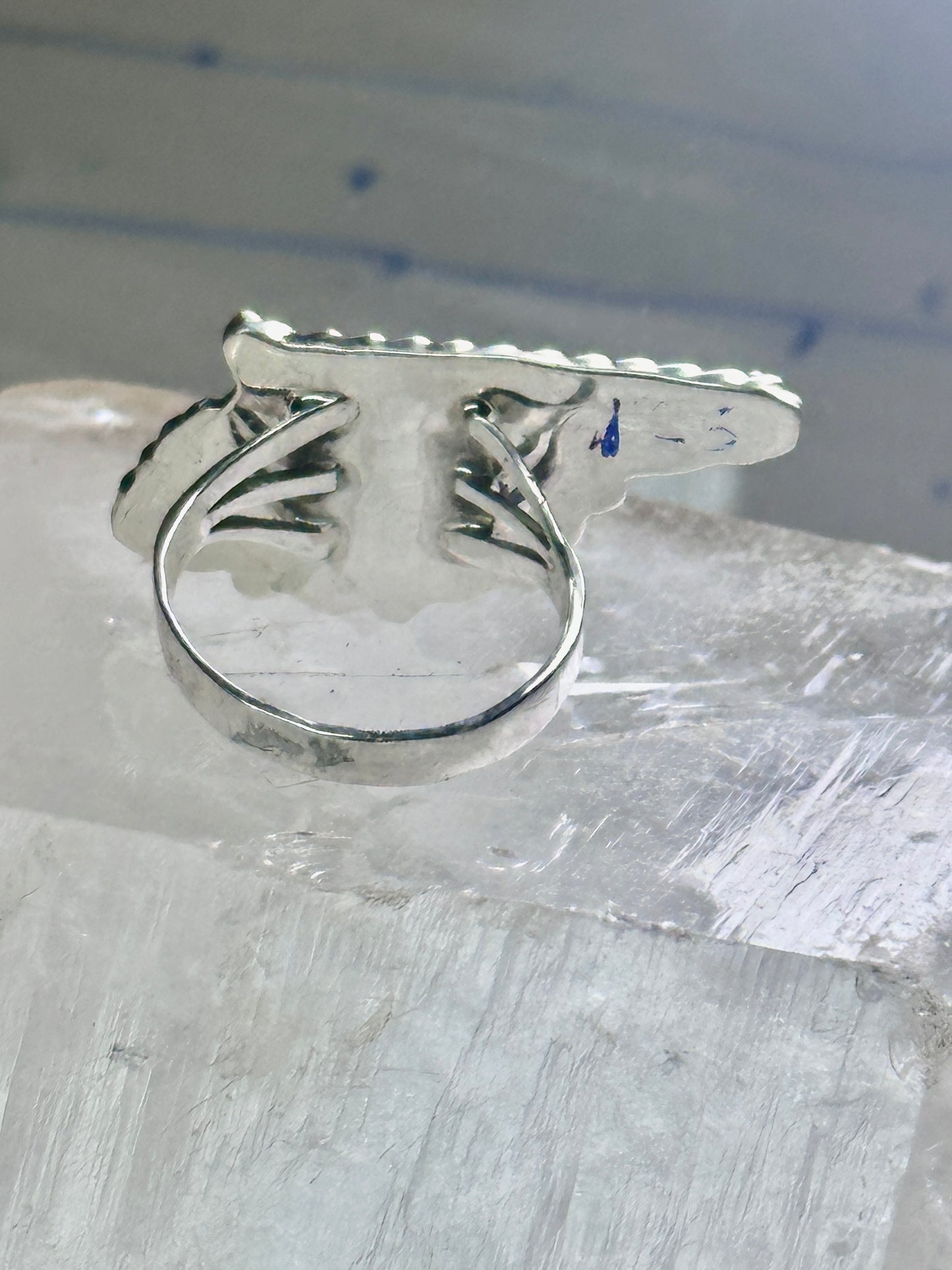Gun ring turquoise southwestern band size 8.75 sterling silver women