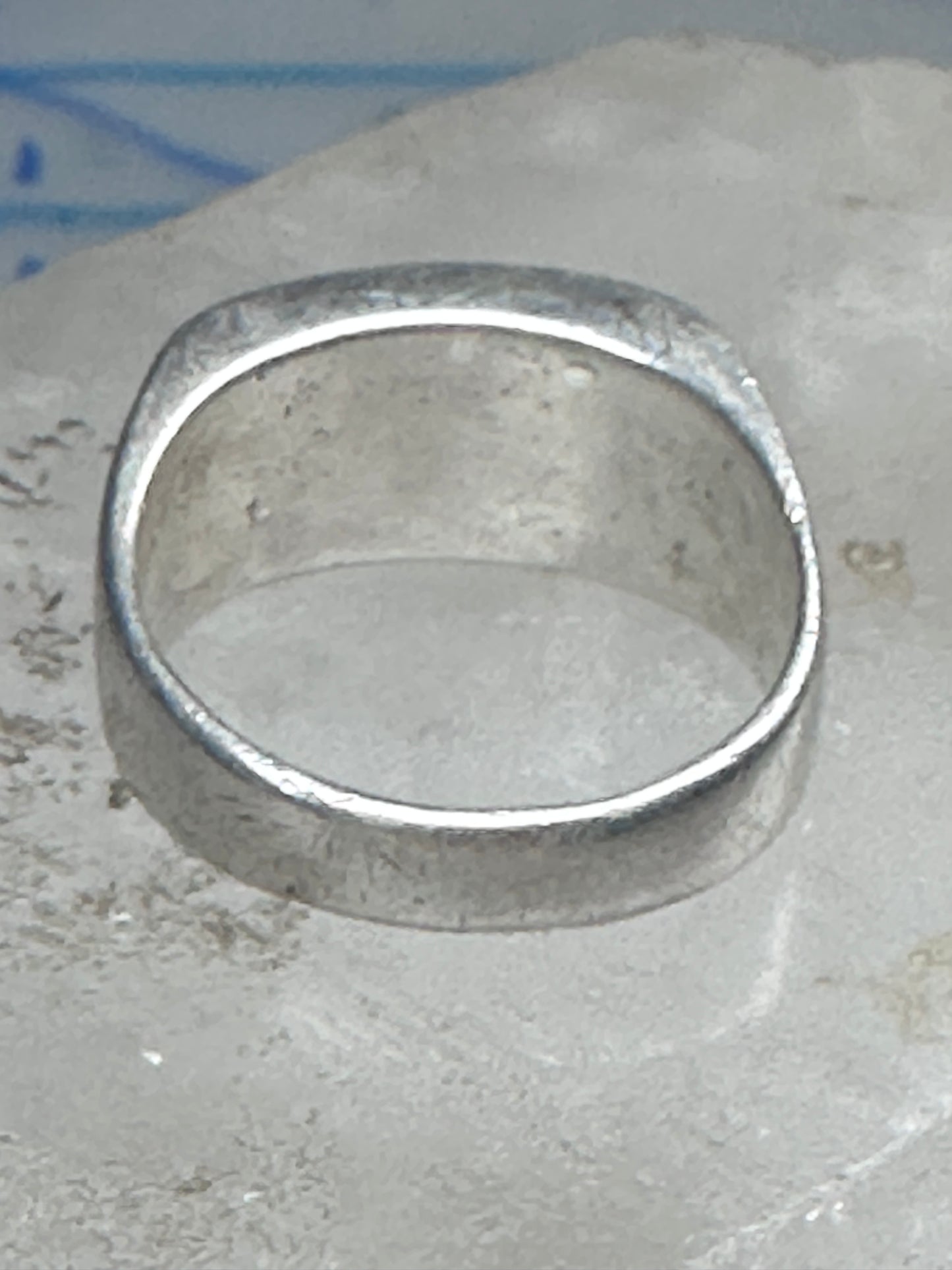 Vintage Sterling Silver Turquoise Chip Inlay Southwestern Band Ring Size 9 7.9g