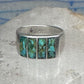 Vintage Sterling Silver Turquoise Chip Inlay Southwestern Band Ring Size 9 7.9g