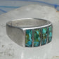 Vintage Sterling Silver Turquoise Chip Inlay Southwestern Band Ring Size 9 7.9g