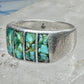 Vintage Sterling Silver Turquoise Chip Inlay Southwestern Band Ring Size 9 7.9g