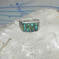 Vintage Sterling Silver Turquoise Chip Inlay Southwestern Band Ring Size 9 7.9g