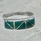 Vintage Sterling Silver Green Turquoise Geometric Channel Inlay Band Ring Size 6.25 3.2g