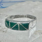Vintage Sterling Silver Green Turquoise Geometric Channel Inlay Band Ring Size 6.25 3.2g