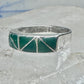 Vintage Sterling Silver Green Turquoise Geometric Channel Inlay Band Ring Size 6.25 3.2g