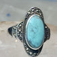 Turquoise ring Marcasites boho size 7.75 sterling silver women