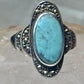 Turquoise ring Marcasites boho size 7.75 sterling silver women