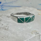 Vintage Sterling Silver Green Turquoise Geometric Channel Inlay Band Ring Size 6.25 3.2g