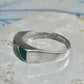 Vintage Sterling Silver Green Turquoise Geometric Channel Inlay Band Ring Size 6.25 3.2g