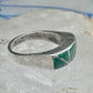Vintage Sterling Silver Green Turquoise Geometric Channel Inlay Band Ring Size 6.25 3.2g