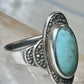 Turquoise ring Marcasites boho size 7.75 sterling silver women