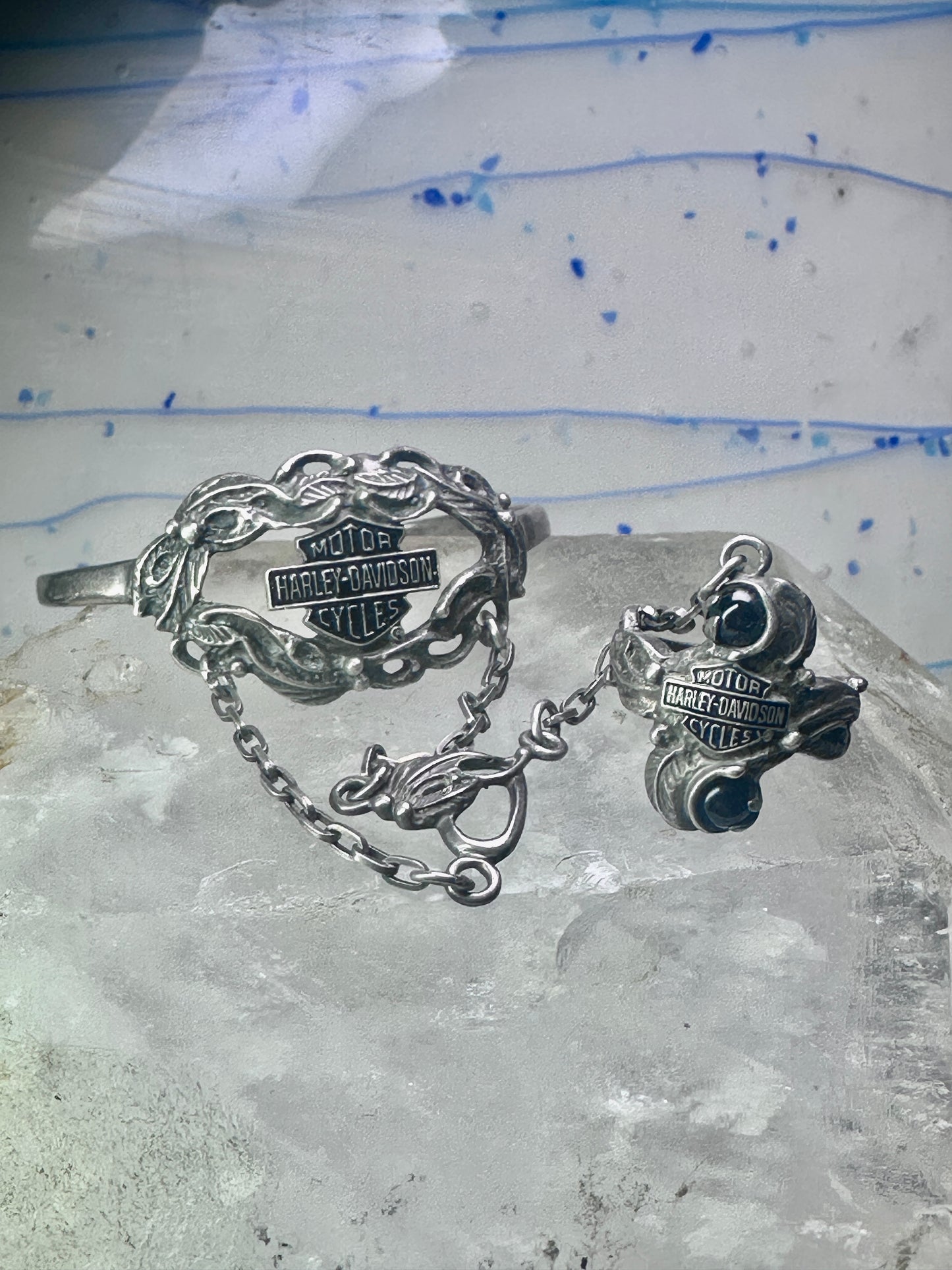 Harley Davidson ring slave bracelet biker motorcycle band size 7.75 sterling silver women