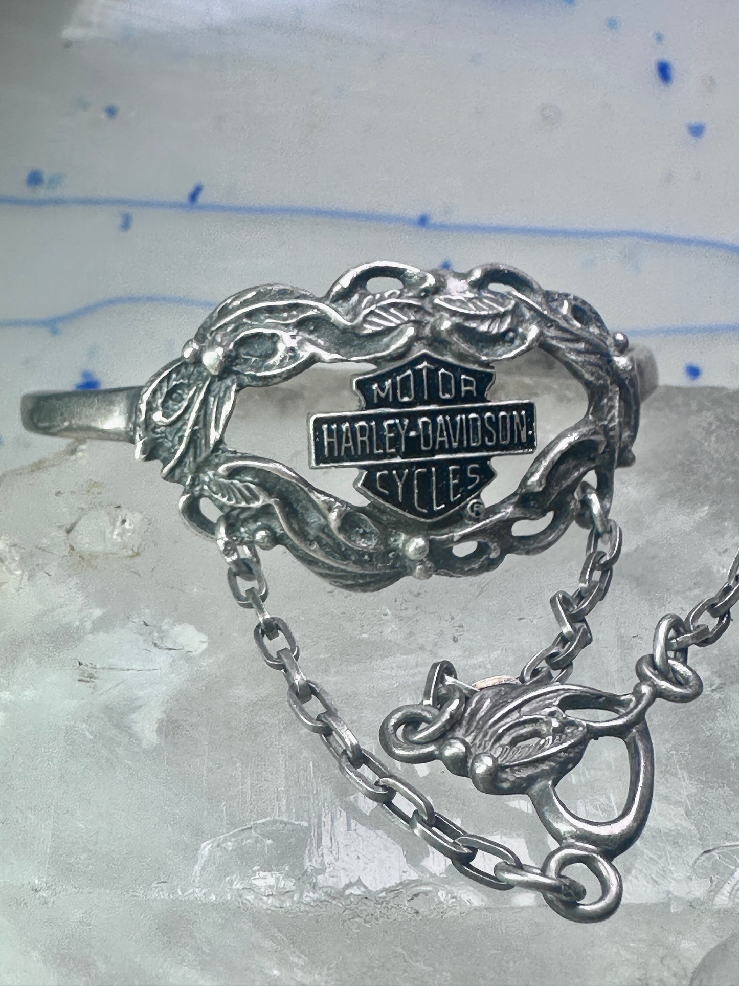 Harley Davidson ring slave bracelet biker motorcycle band size 7.75 sterling silver women