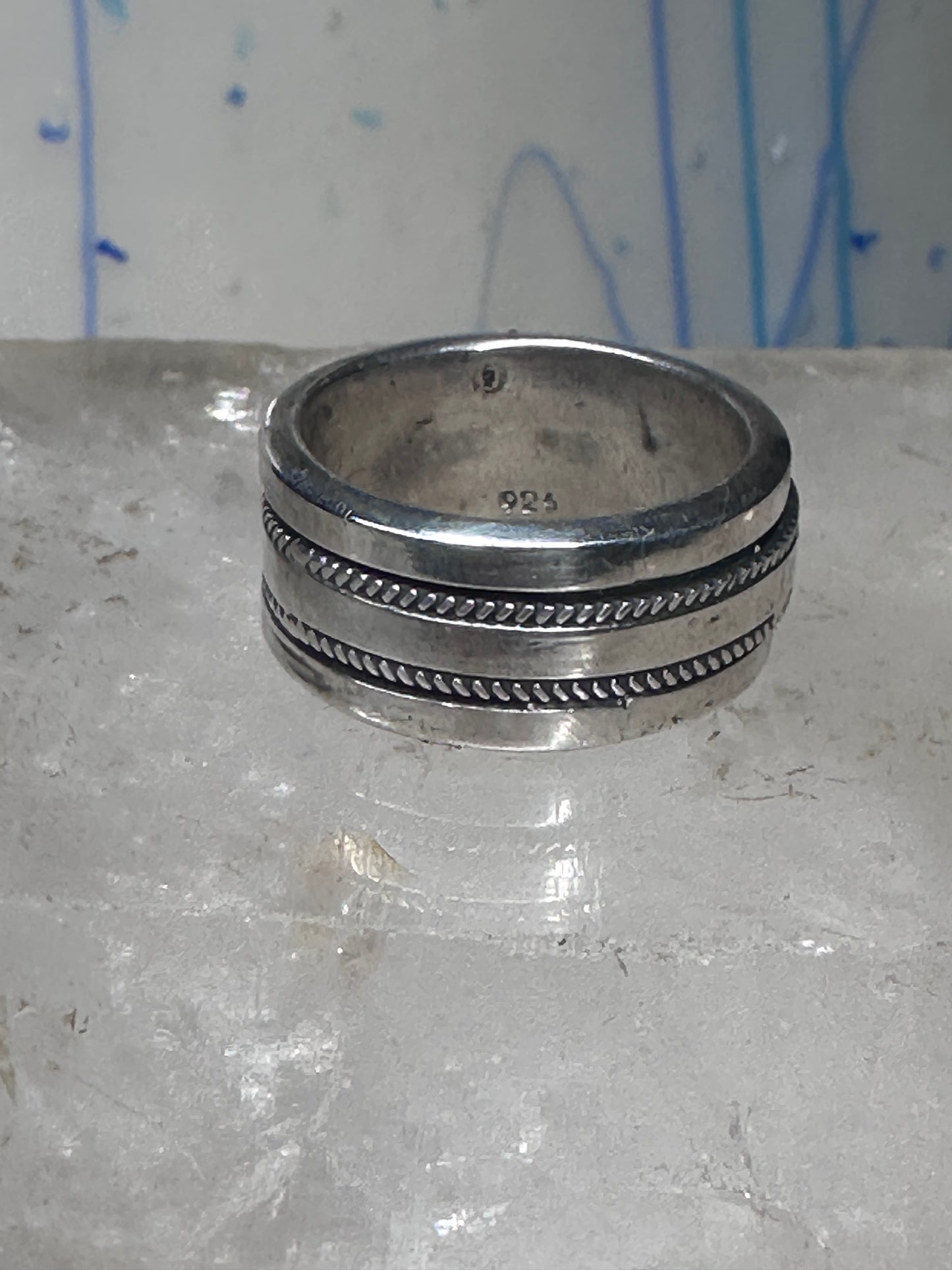 Spinner ring size 7.25 spinner biker band sterling silver women