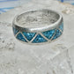 Vintage Sterling Silver Turquoise Chip Geometric Inlay Band Ring Size 11 7.6g