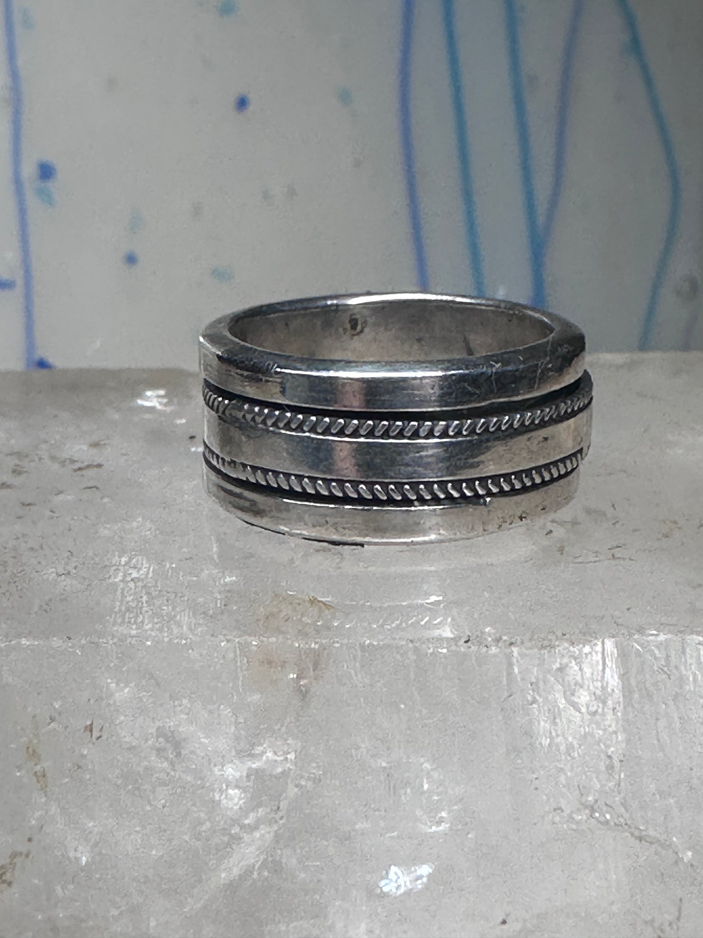 Spinner ring size 7.25 spinner biker band sterling silver women