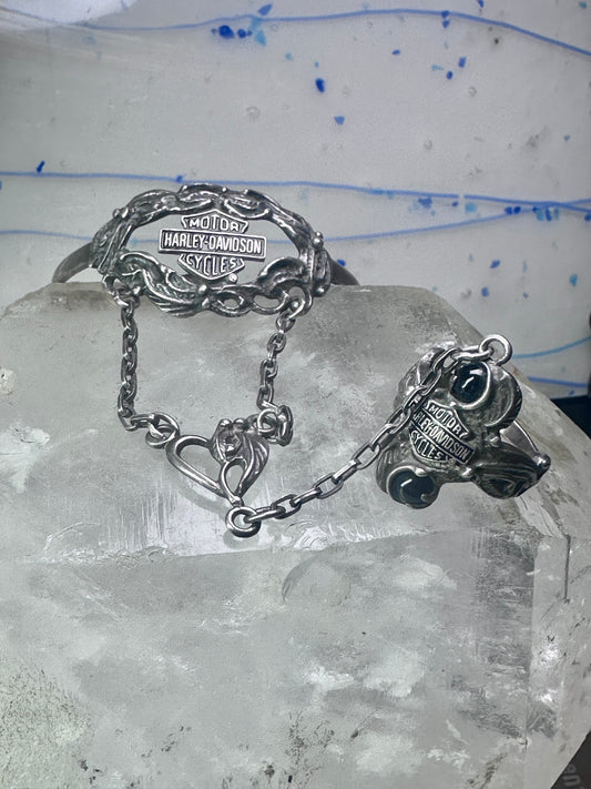 Harley Davidson ring slave bracelet biker motorcycle band size 7.75 sterling silver women