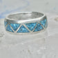 Vintage Sterling Silver Turquoise Chip Geometric Inlay Band Ring Size 11 7.6g