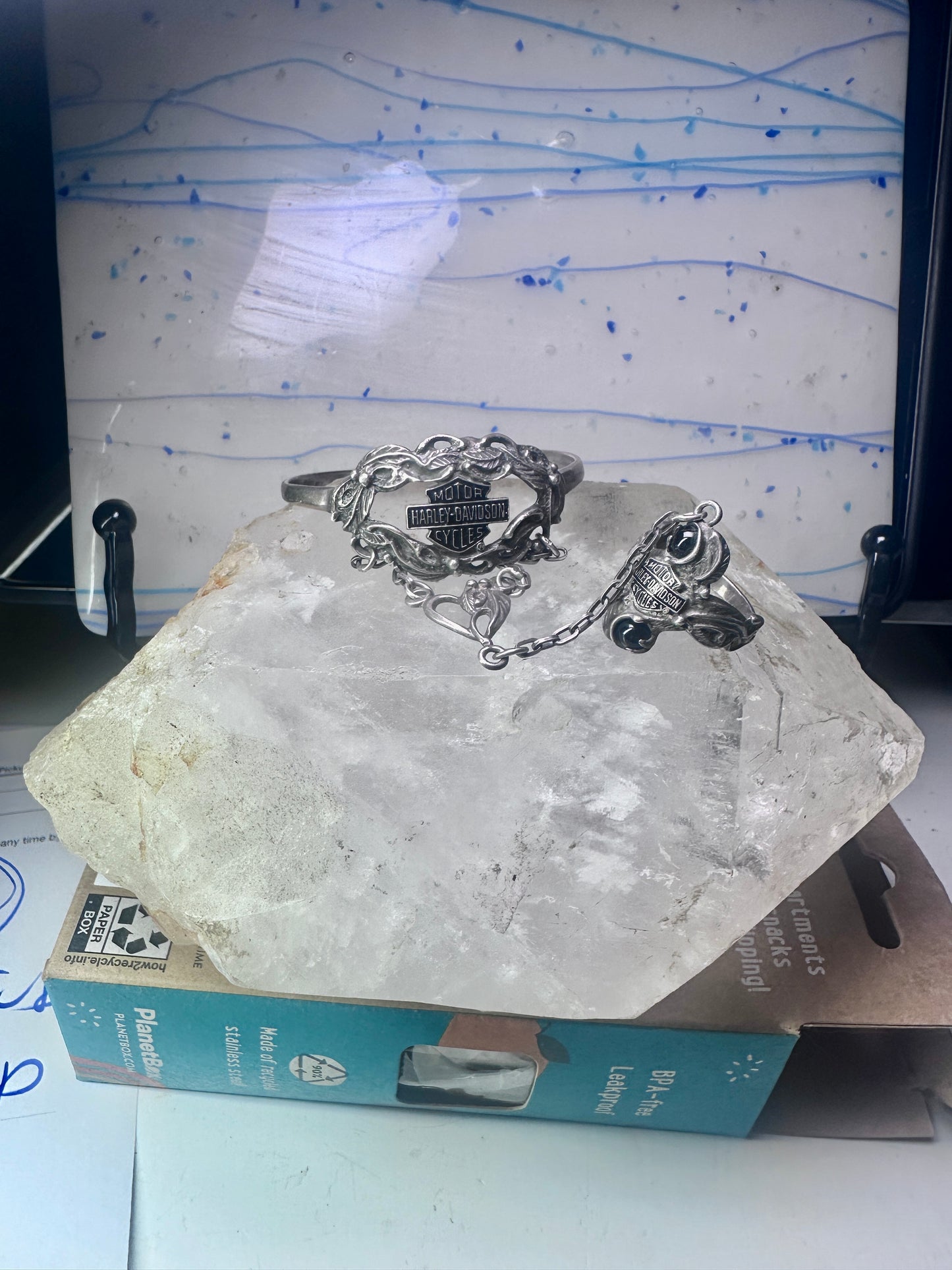 Harley Davidson ring slave bracelet biker motorcycle band size 7.75 sterling silver women