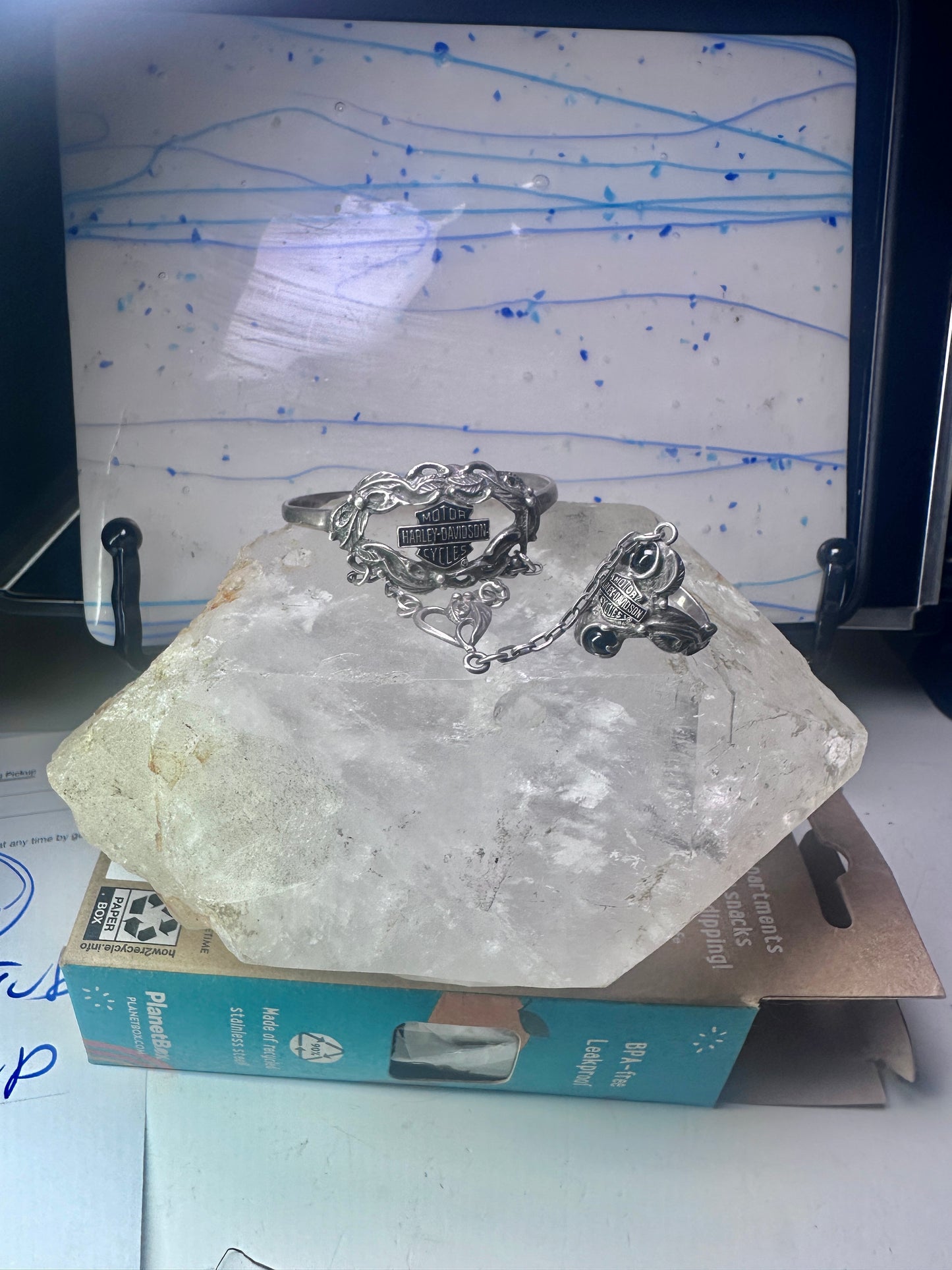 Harley Davidson ring slave bracelet biker motorcycle band size 7.75 sterling silver women