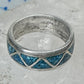 Vintage Sterling Silver Turquoise Chip Geometric Inlay Band Ring Size 11 7.6g