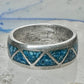 Vintage Sterling Silver Turquoise Chip Geometric Inlay Band Ring Size 11 7.6g