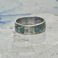 Vintage Sterling Silver Turquoise Chip Heart Inlay Band Ring Size 10 4.1g