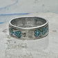 Vintage Sterling Silver Turquoise Chip Heart Inlay Band Ring Size 10 4.1g