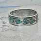 Vintage Sterling Silver Turquoise Chip Heart Inlay Band Ring Size 10 4.1g