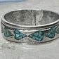 Vintage Sterling Silver Turquoise Chip Heart Inlay Band Ring Size 10 4.1g