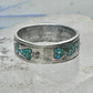 Vintage Sterling Silver Turquoise Chip Heart Inlay Band Ring Size 10 4.1g