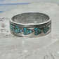 Vintage Sterling Silver Turquoise Chip Heart Inlay Band Ring Size 10 4.1g