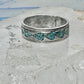 Vintage Sterling Silver Turquoise Chip Heart Inlay Band Ring Size 10 4.1g