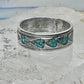 Vintage Sterling Silver Turquoise Chip Heart Inlay Band Ring Size 10 4.1g