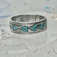 Vintage Sterling Silver Turquoise Chip Heart Inlay Band Ring Size 10 4.1g