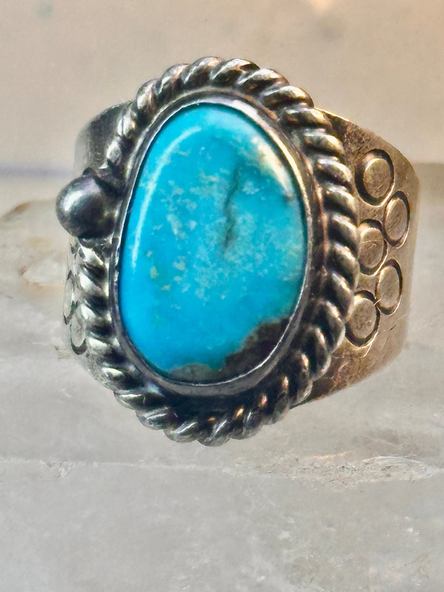Navajo turquoise ring vintage band sterling silver size 12 women men