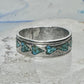 Vintage Sterling Silver Turquoise Chip Heart Inlay Band Ring Size 10 4.1g