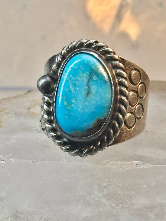 Navajo turquoise ring vintage band sterling silver size 12 women men