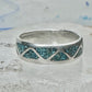 Vintage Sterling Silver Turquoise Chip Geometric Inlay Band Ring Size 7 3.2g 925