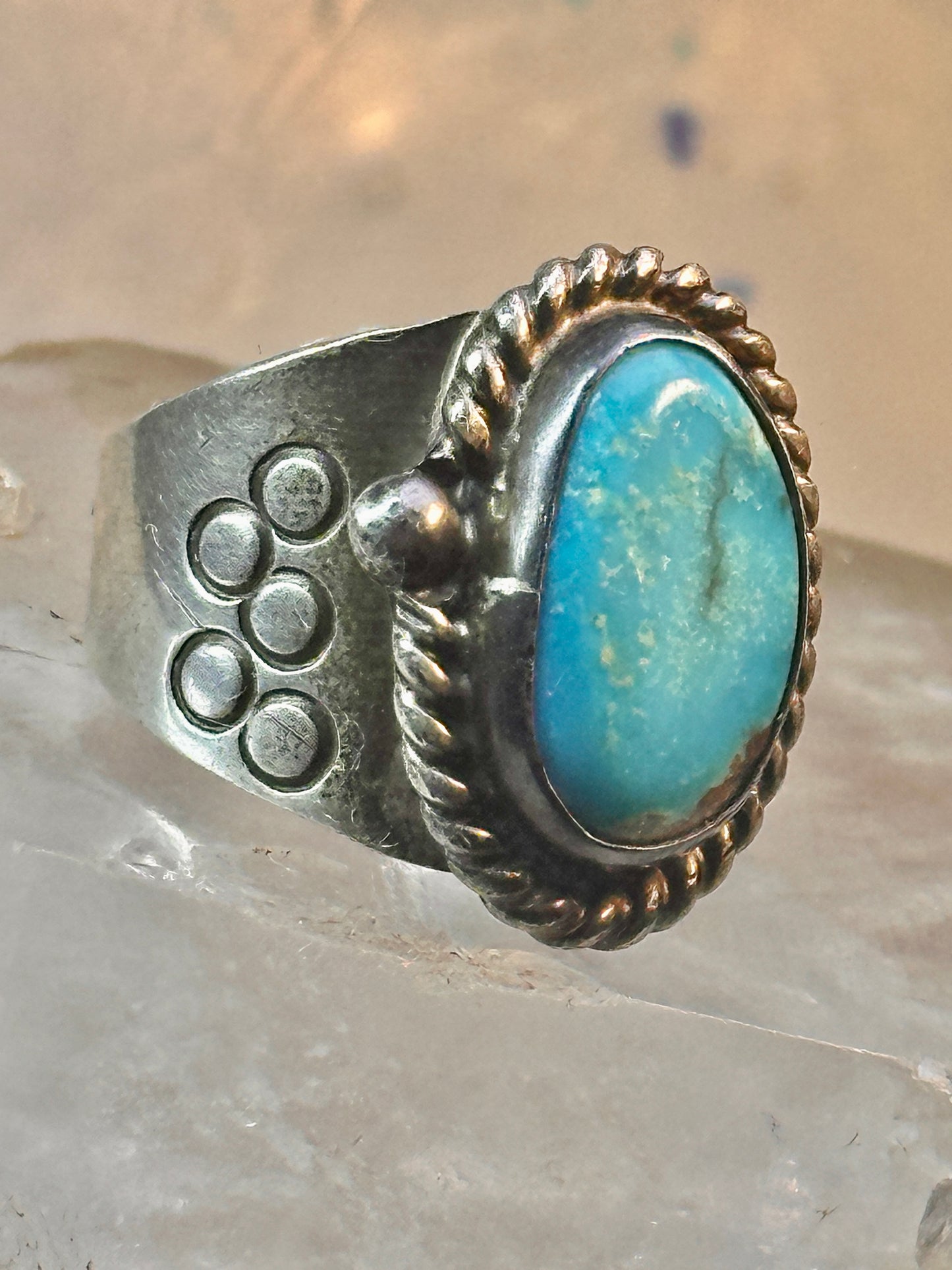 Navajo turquoise ring vintage band sterling silver size 12 women men