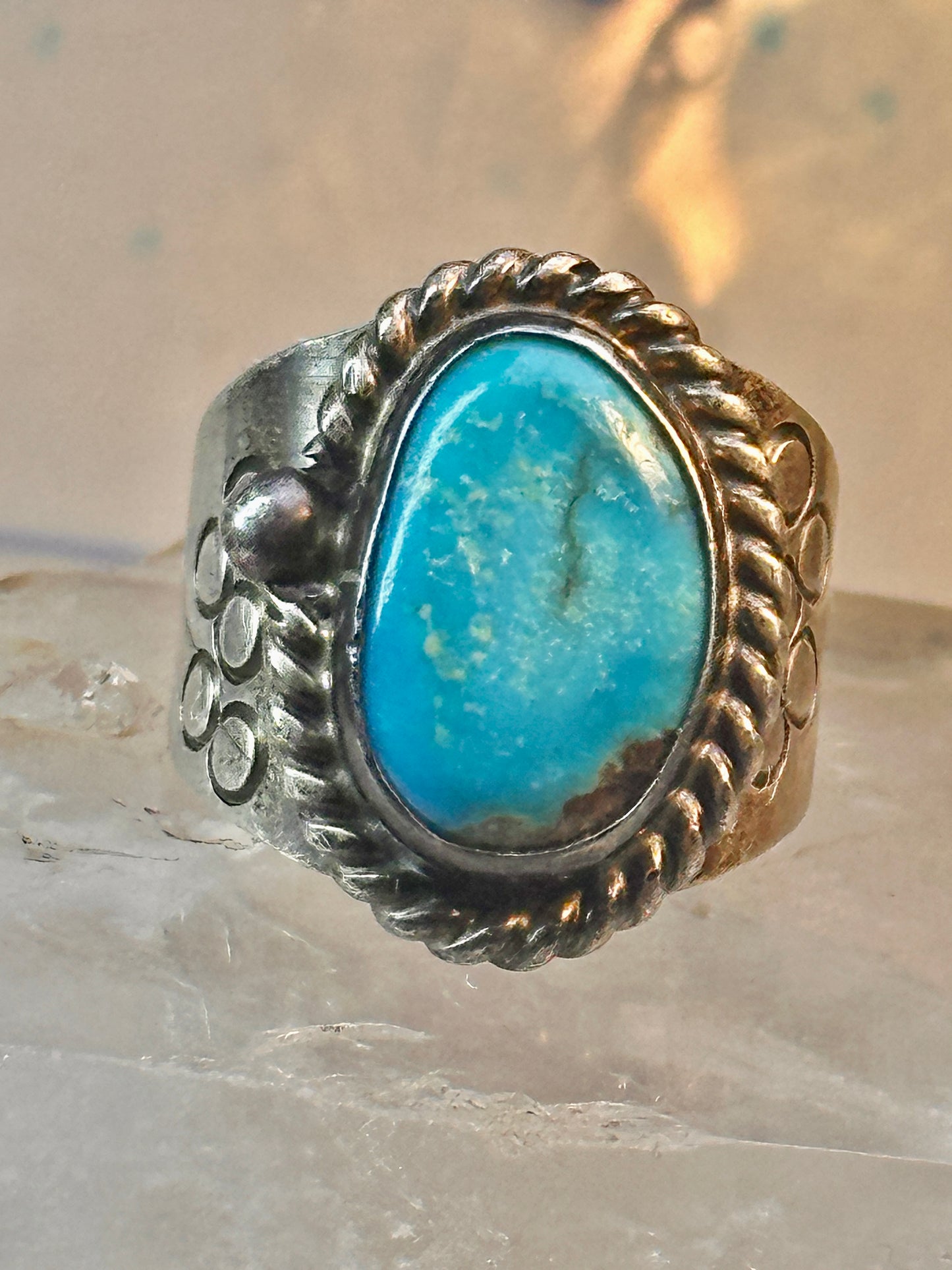 Navajo turquoise ring vintage band sterling silver size 12 women men