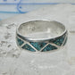 Vintage Sterling Silver Turquoise Chip Geometric Inlay Band Ring Size 7 3.2g 925