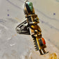 Kachina ring Navajo turquoise coral size 10.2 cowgirl sterling silver women signed B