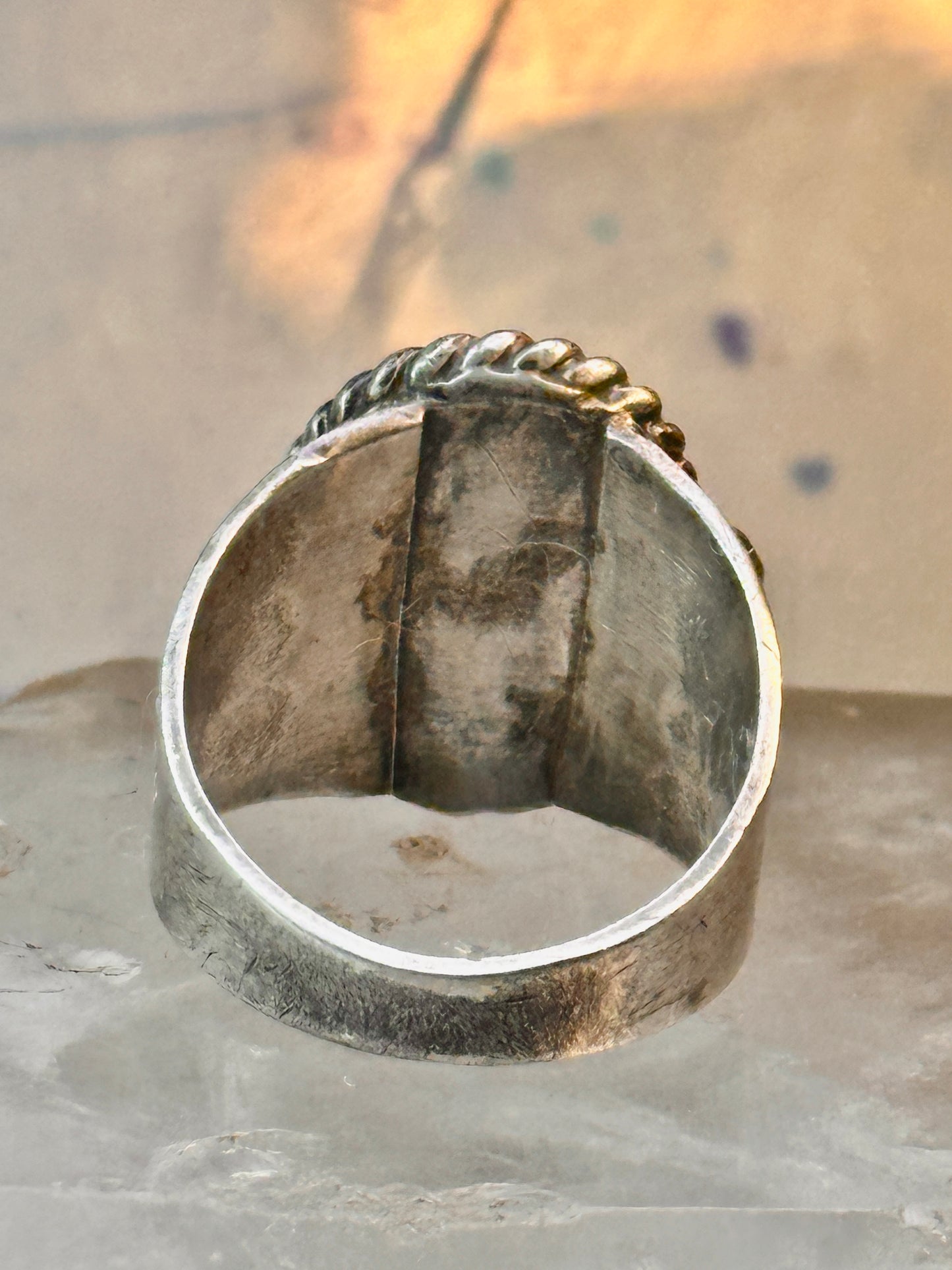Navajo turquoise ring vintage band sterling silver size 12 women men