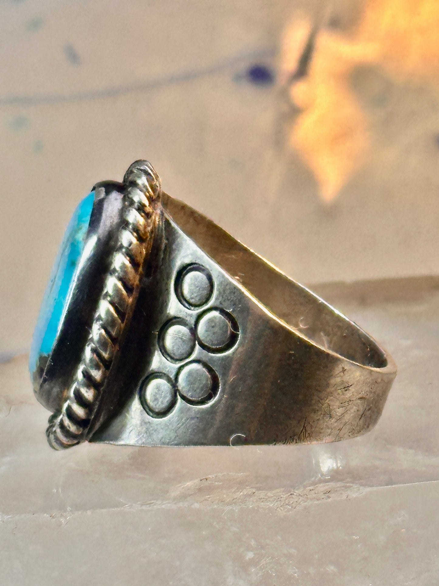 Navajo turquoise ring vintage band sterling silver size 12 women men
