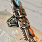 Kachina ring Navajo turquoise coral size 10.2 cowgirl sterling silver women signed B