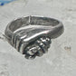 Vintage Sterling Silver Hand Holding Flower Motif Ring Cut Band Size 5.75 925 AS IS