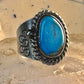 Navajo turquoise ring vintage band sterling silver size 12 women men
