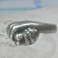 Vintage Sterling Silver Hand Holding Flower Motif Ring Cut Band Size 5.75 925 AS IS