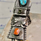 Kachina ring Navajo turquoise coral size 10.2 cowgirl sterling silver women signed B